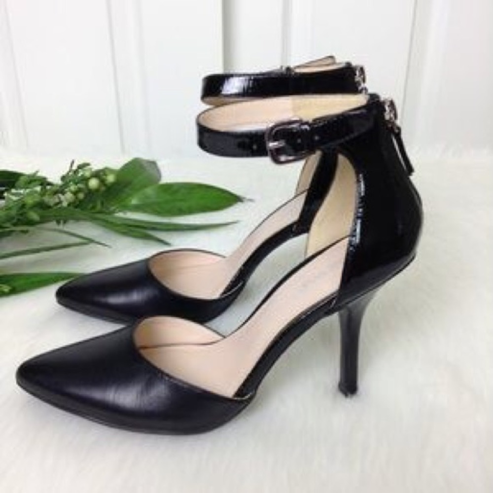 Nine West Bluegrass black ankle strap heels Sz 7
